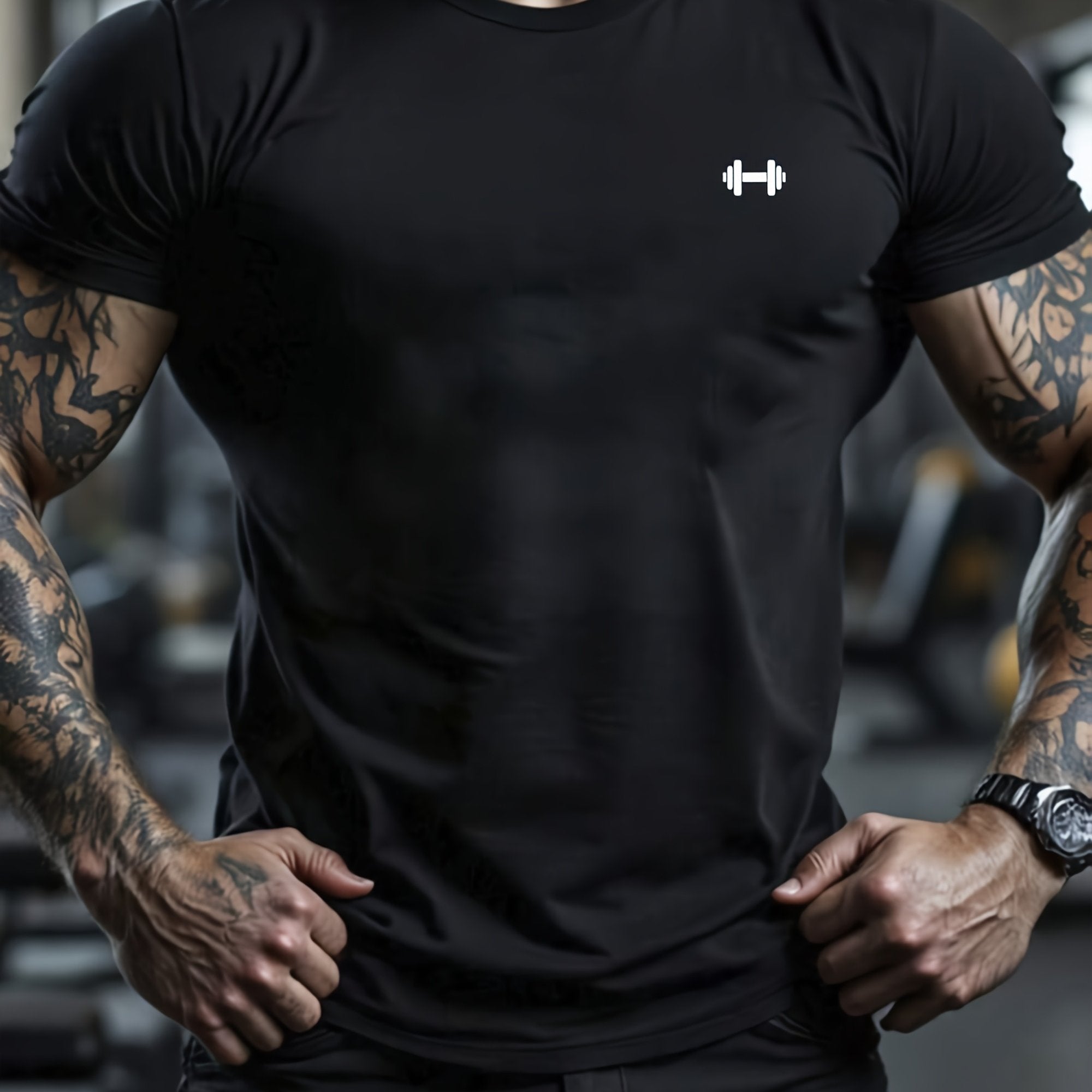 Herre T-skjorte i tung 100 % bomull – Slim fit trening