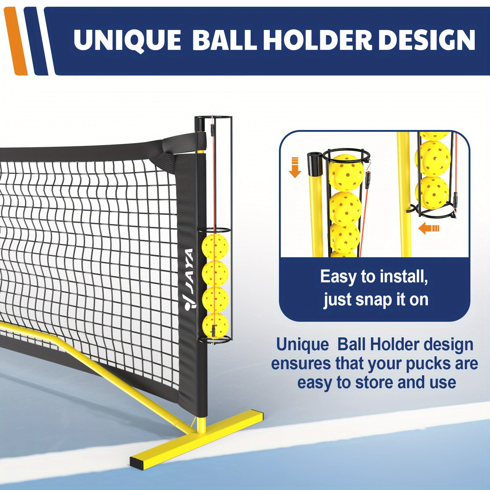 Pickleball-nettsett med eksklusiv ballholder