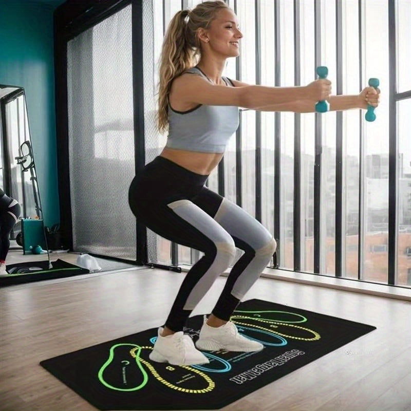 Non-Slip Pilates squat mat with Footprints - Heavy-Duty Exercise Floor Pad for Home Gym, Yoga, Weightlifting - Cushioned Joint Protection, Stability Training - Easy-Clean Workout Mat for All Fitness Levels - Ideal for Squats,