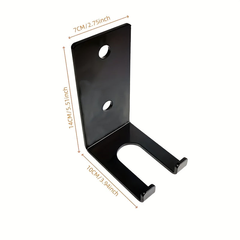 Contemporary Iron Wall Mount Barbell Holder with Hooks - Space-Saving Fitness Bar Rack for Home or Commercial Gym, Durable and Easy to Install and Adjust